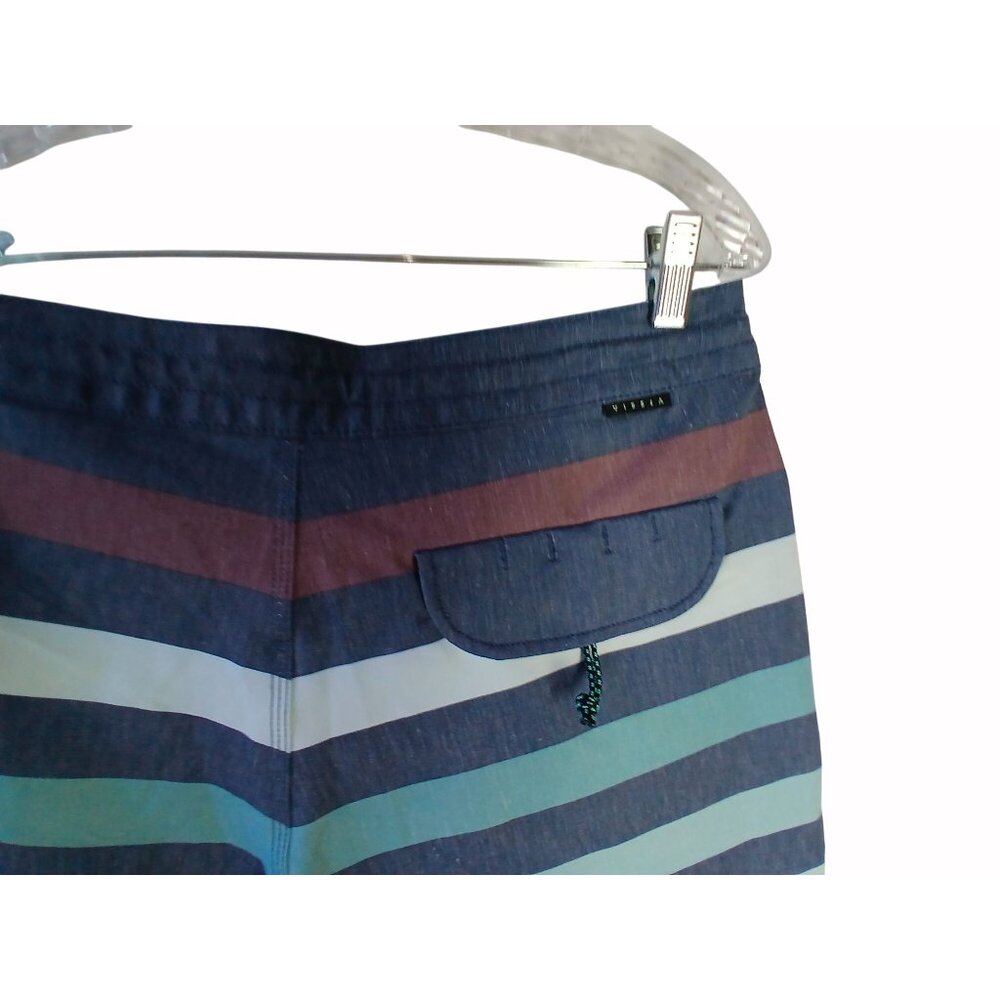 Vissla Mens Upcycled Boardshorts Size 32 Parallels Stripes Poly Hemp Swim Shorts - Picture 9 of 14